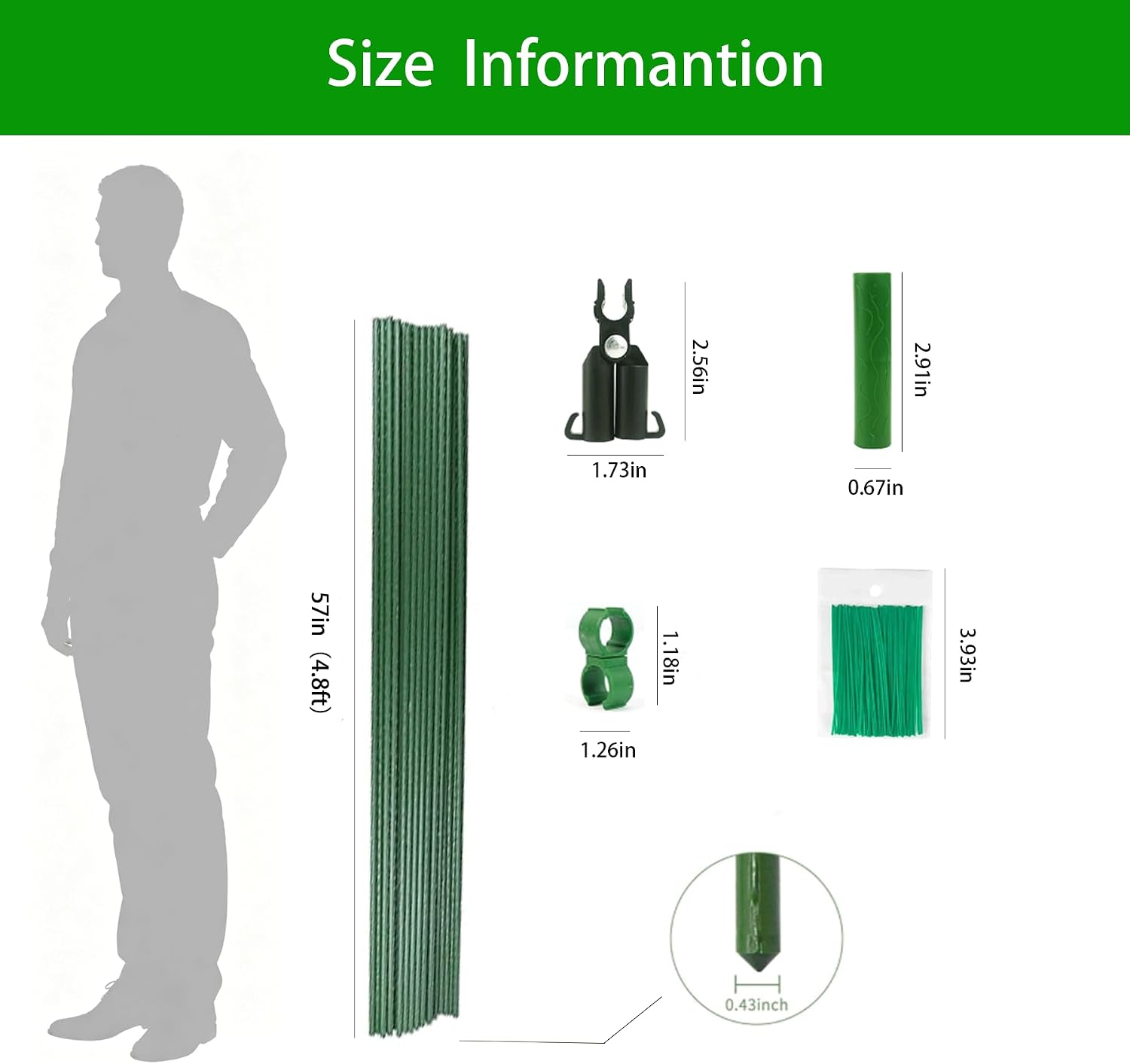 26 PCS 57" Garden Support Stakes Plastic Coated Deformable Climbing Plant Trellis Plant Climbing Frame for Tomato