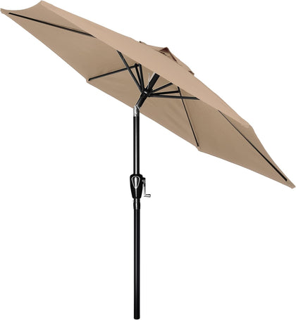 7.5ft Patio Umbrella with Push Button Tilt/Crank, Outdoor Table Market Yard Umbrella, 6 Sturdy Ribs for Garden, Deck
