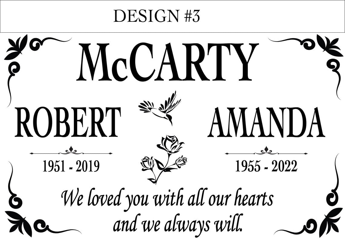 Custom Memorial Granite Thick Stone 12x24 inches Memorial Grave Marker Headstone Garden Marker Cemetery Standard