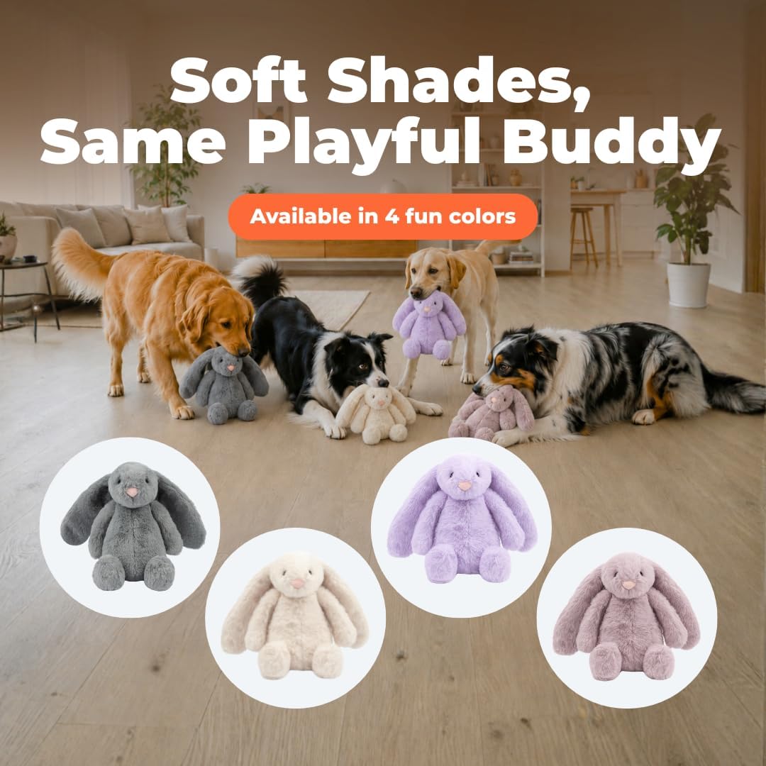 Bunny Buddy Squeaky Plush Dog Toy - Beige, Medium