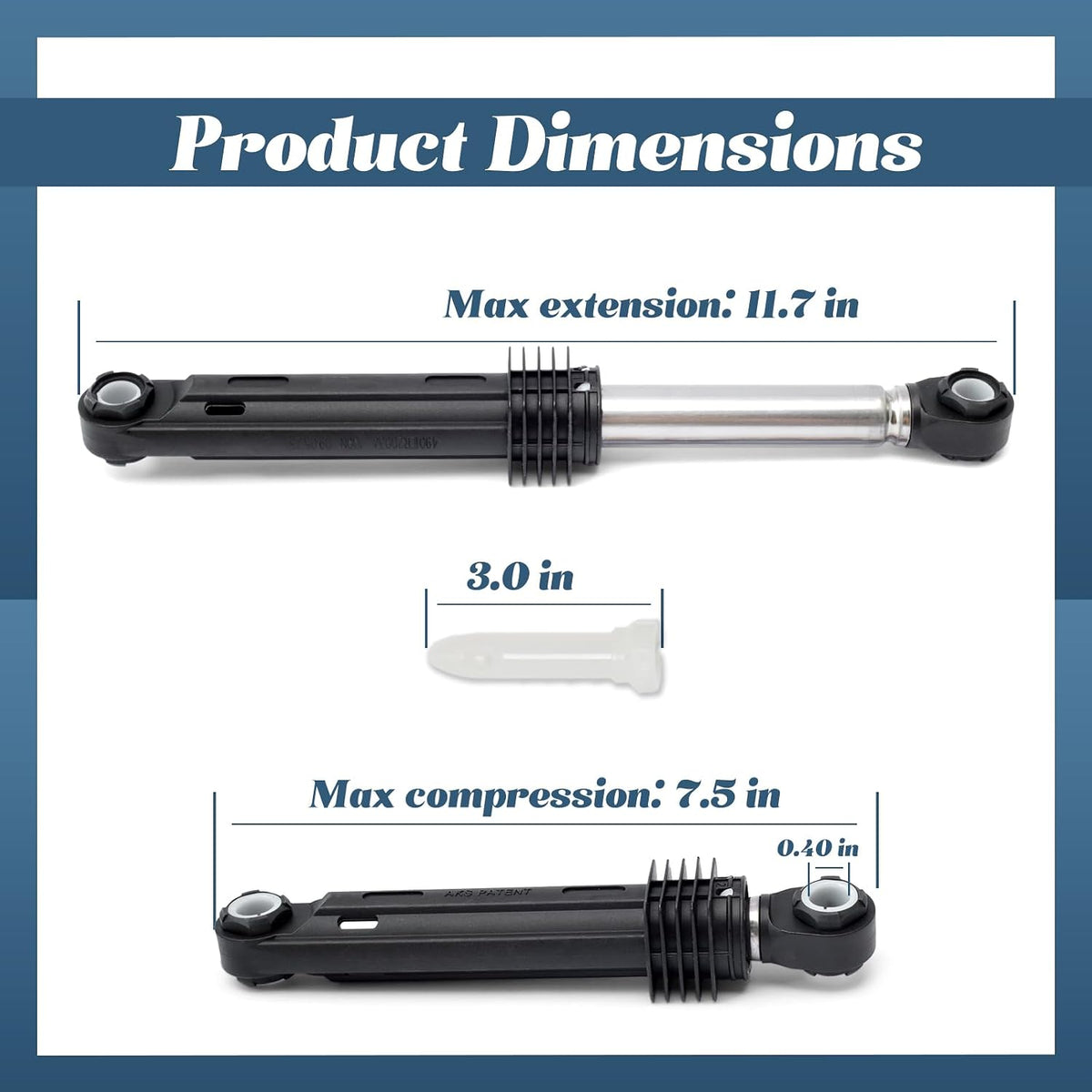 3Pcs Washer Shock Absorbers Kit Compatible with LG WM2487HRM WM2487HWMA WM2233HW WM2487HRMA WM2487HWM WM2688HNMA WM3431HS WM2455HW WM2455HG WM2233HD WM2688HWMA CW2079CWD Washing Machine