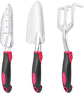 Garden Tools Set, 3 Pack Heavy Duty Gardening Tools Set Include Garden Shovel, Transplant Trowel and Hand Rake with