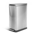 12 Gallon Kitchen Trash Can with Slim Fit Design | Stainless Steel with Soft-Close Step Pedal Lid, Bag Tuck Band for