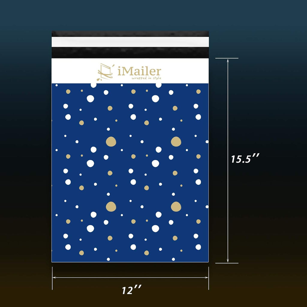 100 Count - 12 x 15.5 inch Poly Mailer Envelope Thank You Blue Polka Dot