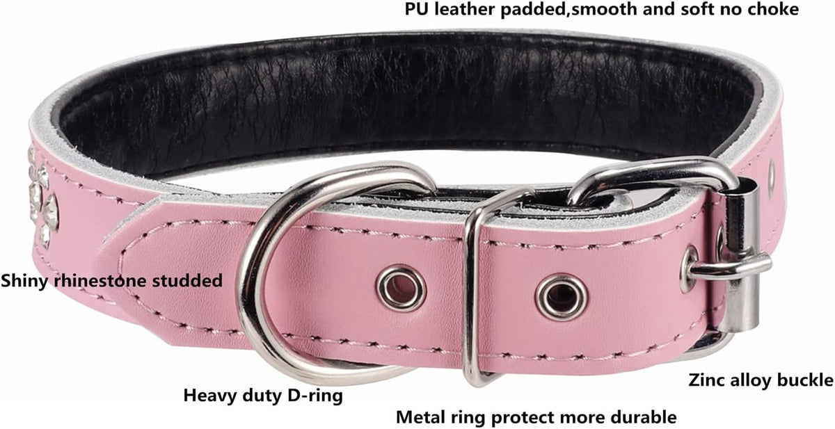 Rhinestones Dog Collars Adjustable Sparkly Crystal Studded Collar