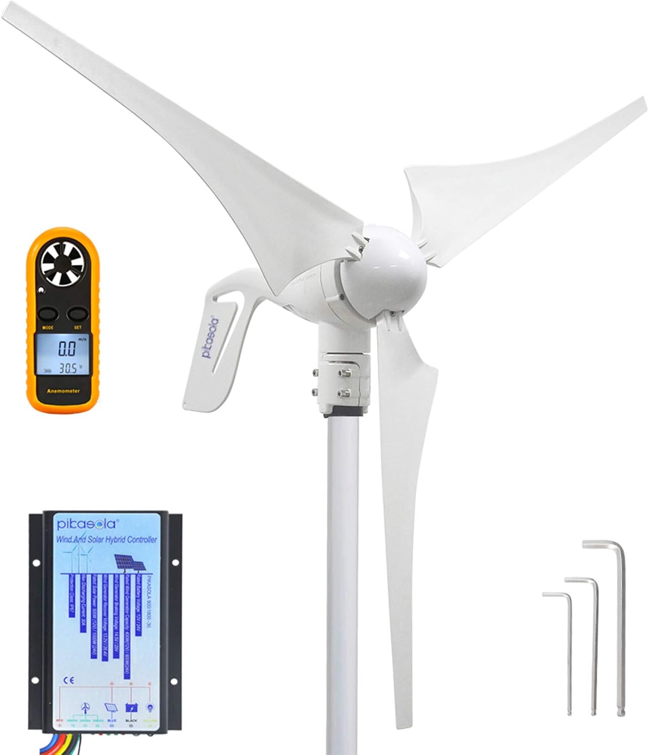 Wind Turbine Generator 12V 400W with a 30A Hybrid Charge Controller. As Solar and Wind Charge Controller which can