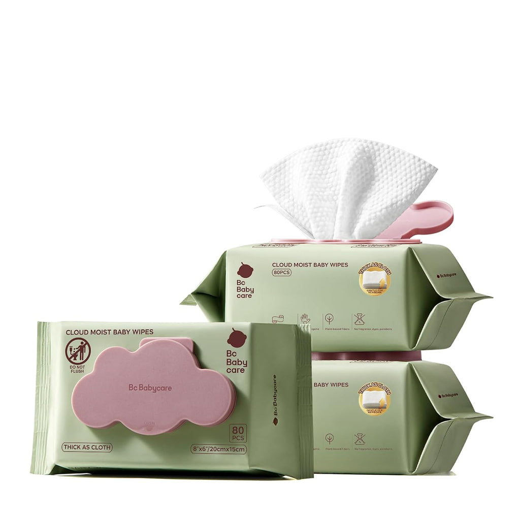 Cloud Moist Baby Wipes, Thick & XL, 99% Water, Ultra-Hydrating, Unscented, Hypoallergenic for Sensitive Skin