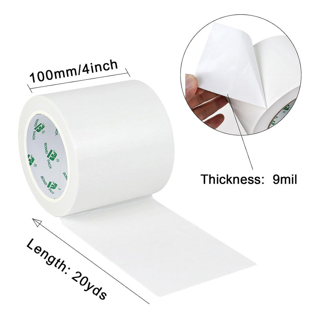 1Pack 4inch Duct Tape Heavy Duty Waterproof White 9Mil 20Yds