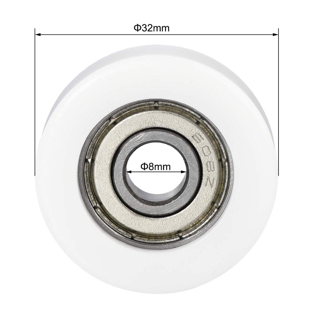 uxcell 4pcs 608ZZ Ball Bearing Guide Pulley Roller Round Wheel 8x32x12mm