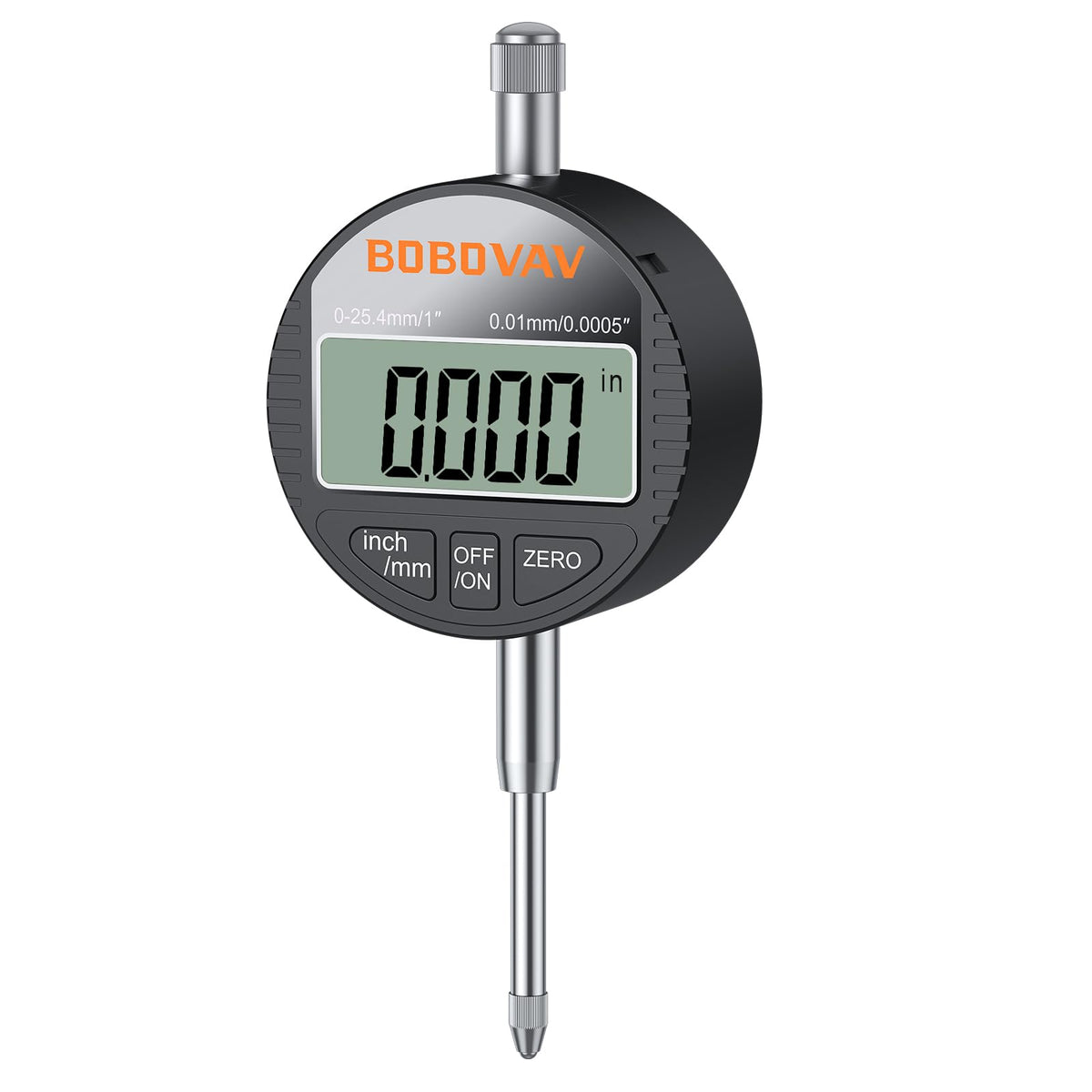 BOBOVAV 0-1"(0-25mm)/0.0005"(0.01mm) Digital Dial Indicator,Inch/MM Switch