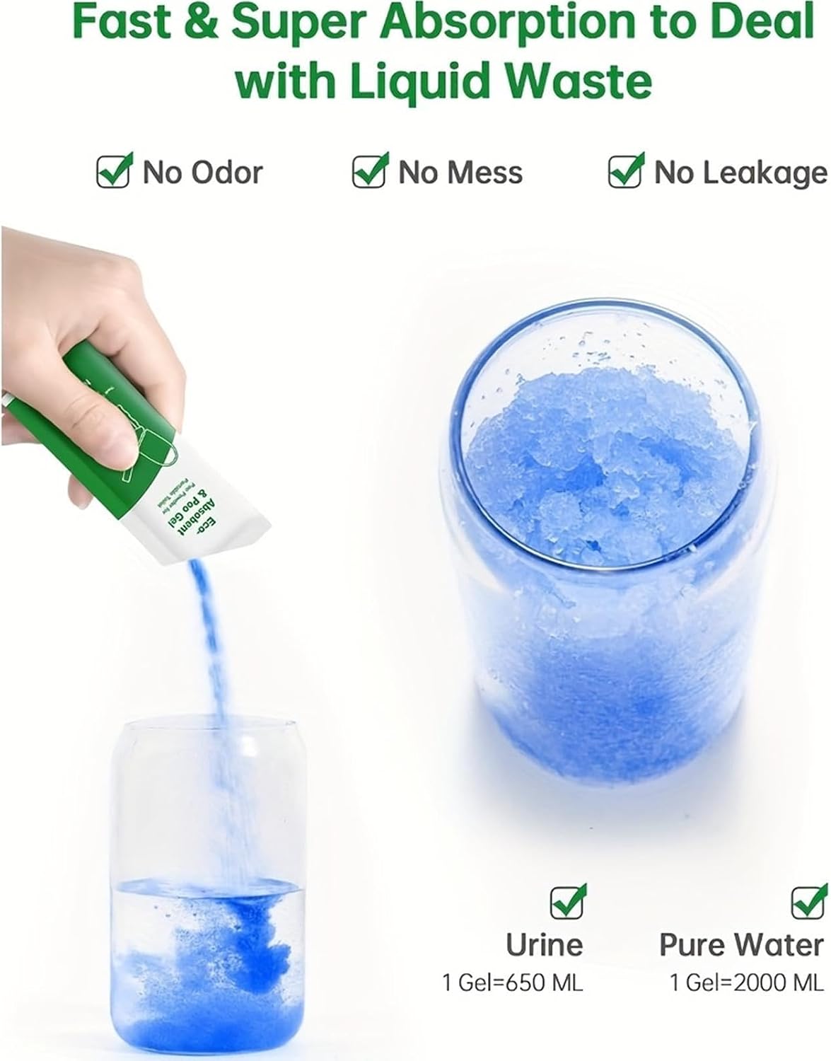 Urine Gel for Portable Toilet 20 Packets Camping Pee Absorbent Solidifier | Portable Toilet Gel for Outdoor Travel
