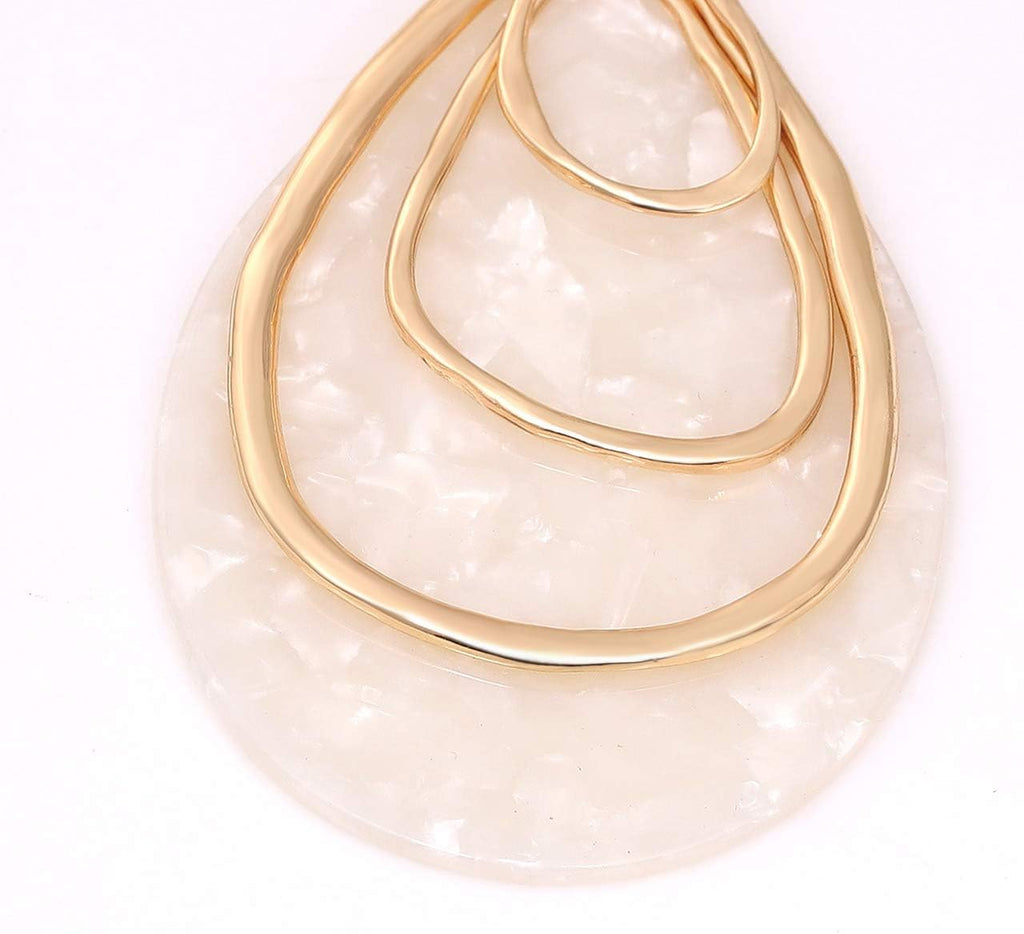 Long Necklace For Women Geometry Teardrop Acrylic Circle Pendant Necklace Statement Boho Acetate Resin Necklace
