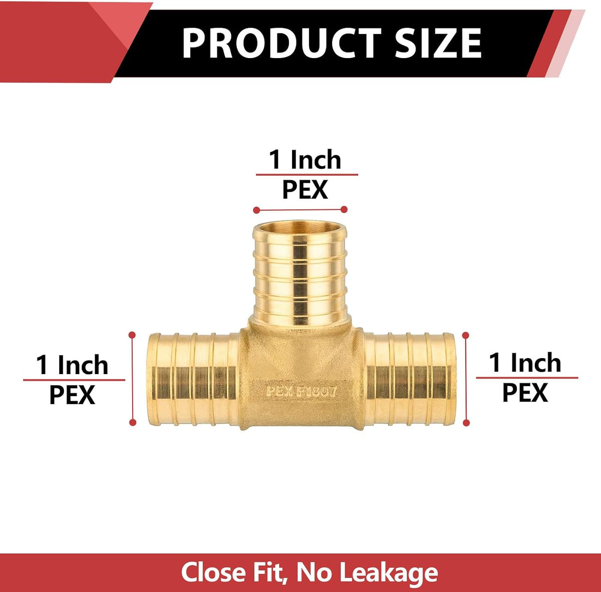 2-PACK EFIELD Pex 1"Tee Brass Crimp Fitting(PEX1807073-2)