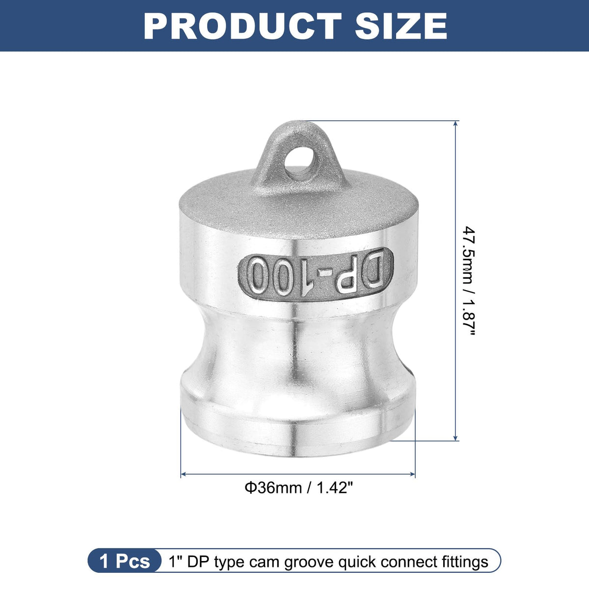 Kozelo Type DP 1" Aluminum Dust Plug Cam Lock Hose Fitting