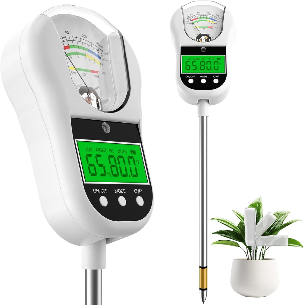 7-in-1 Soil Test Kit, Soil Moisture Meter/pH Meter/Light Intensity/Fertility/Air & Soil Hygrometer Temperature with