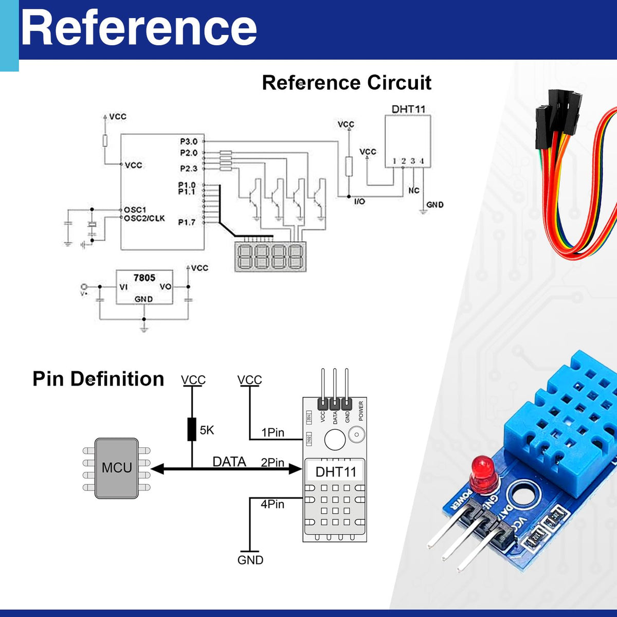 3 Sets Digital Temperature & Humidity Sensor Modules, Compatible with DHT11