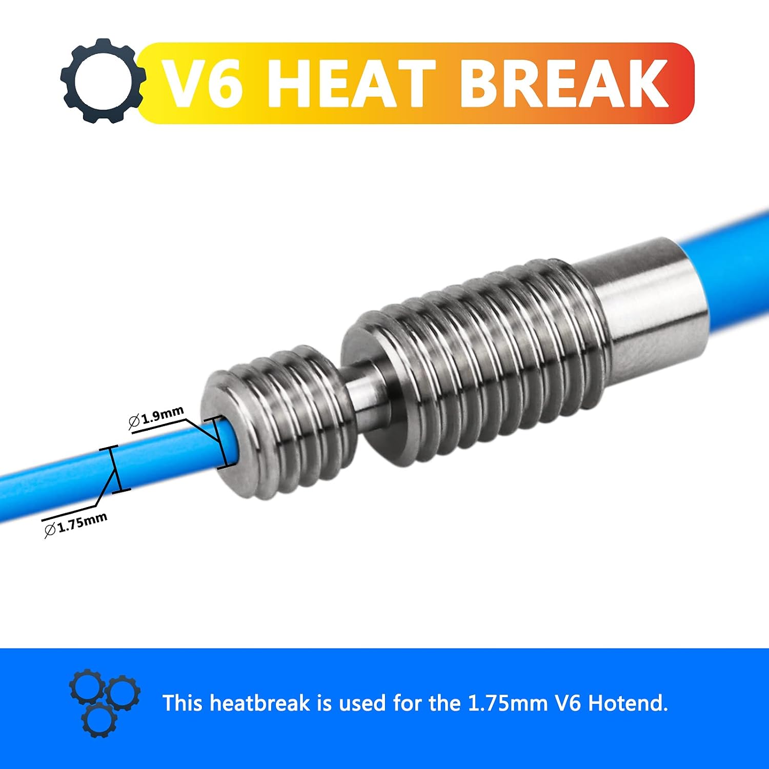 Pack of 2pcs 3D Printer Super Smooth Titanium Alloy Heat Break All Metal Thermal Barrel Feeding Tube Heatbreak Throat