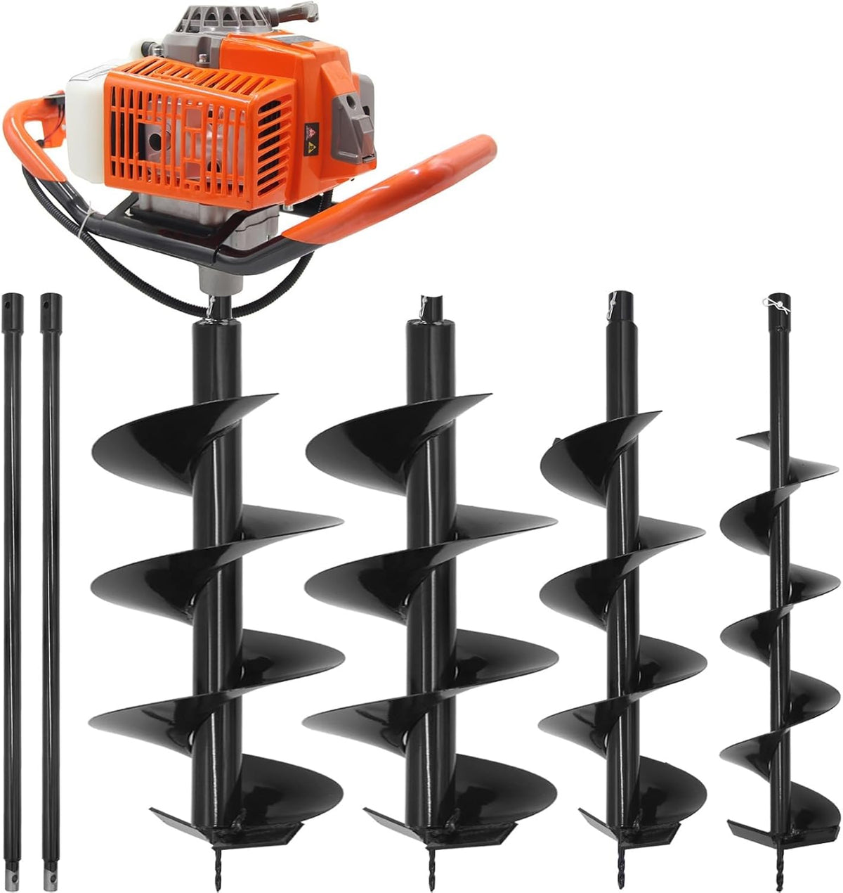72CC Post Hole Digger Gas Powered, 2 Stroke Auger with 4&6&12 Inch Bits | LightWeight Powerful. Easy start