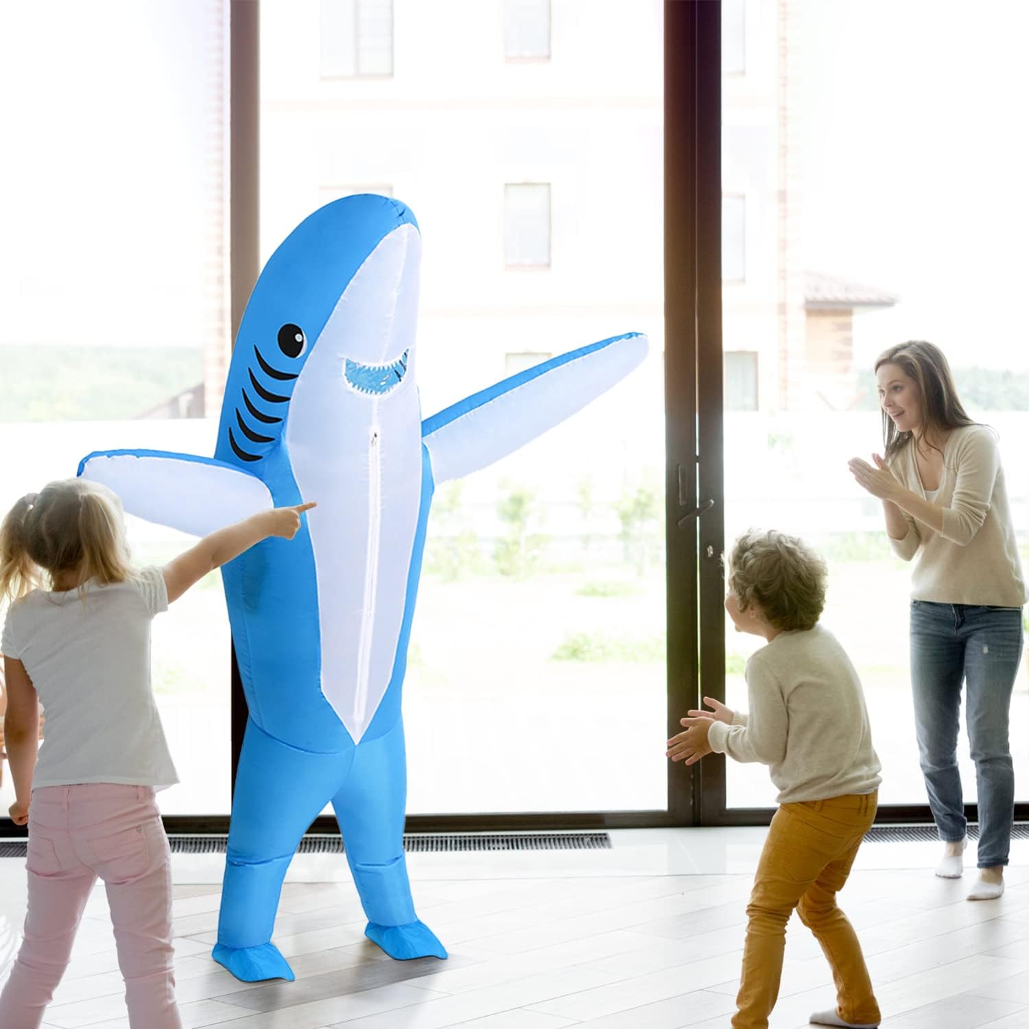Inflatable Shark Costume for Adults & Kids | Blow Up Halloween Costume Funny, Cosplay Inflatable Costumes for Men, Women
