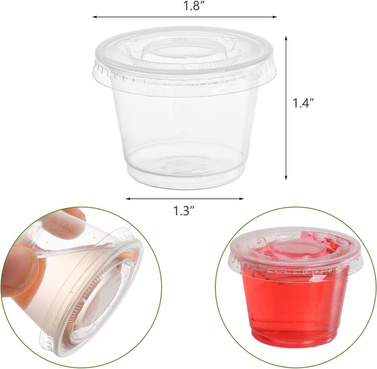 600 Sets 1 Oz Disposable Portion Cups with Lids, Clear Jello Shot Cups, Plastic Souffle Portion Cups, Sampling Cups