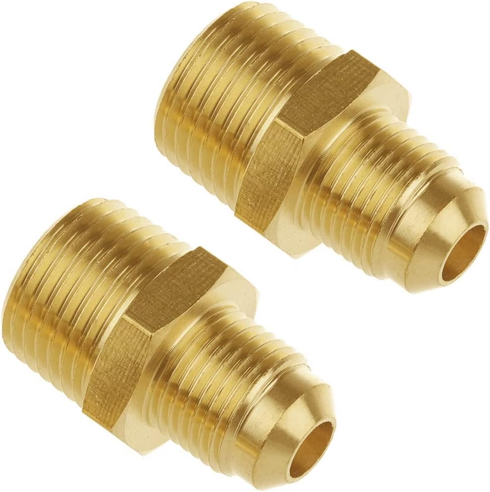 Brass 3/8" Male Flare x 1/2" NPT Male Tube Fitting Gas Adapter 2PCS