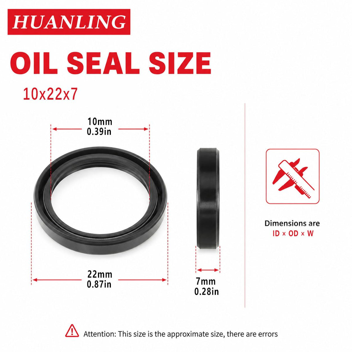 Oil Seal, 5Pcs 10x22x7mm TC Nitrile Rubber Double Lip Cover