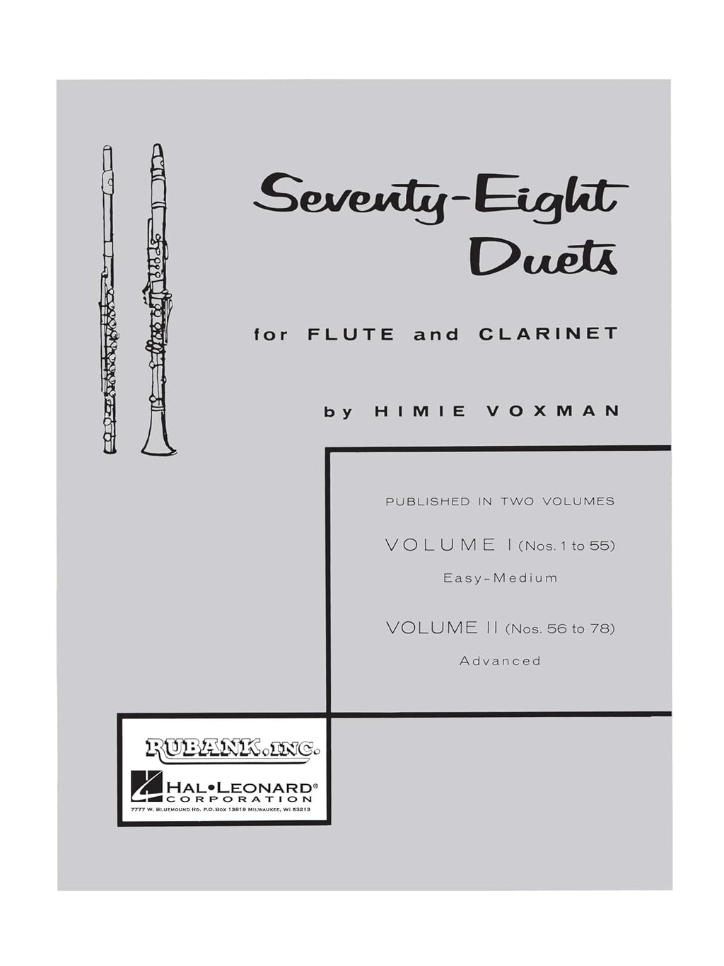 78 Duets for Flute and Clarinet Voxman | Volume 1 - Easy to Medium (No. 1-55) | Rubank Educational Library Sheet