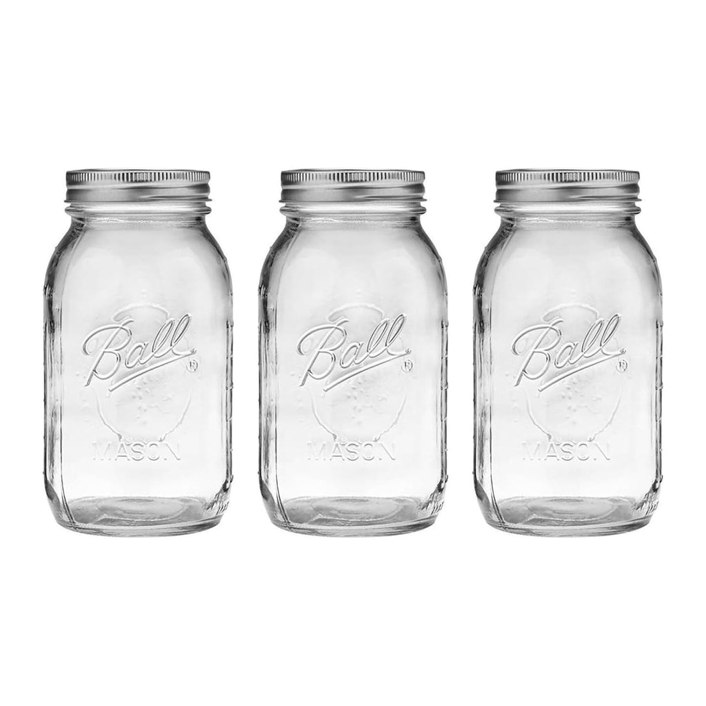 Regular Mouth Glass Mason Jars with Lids and Bands, Used for Canning, Pickling, Juice, Jam, Jelly, Quart Size 32