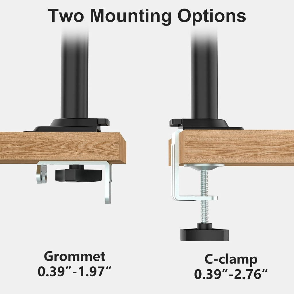 Tall Dual Monitor Desk Mount for 13-33 inch Screens, 19.8 lbs per Arm | Dual Monitor Arms for 2 Monitors, Full Motion