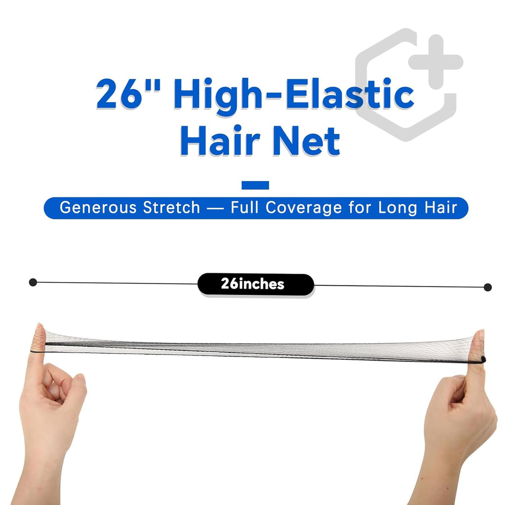 100-Pack 26-Inch Black Nylon Hair Net for Food Service Workers