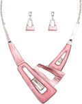 Irregular Enamel Triangle Shape shell Collar Bib Bohemian Boho Statement Necklace Earrings Fashion Costume Jewelry