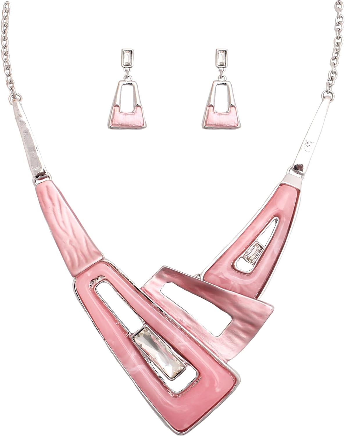 Irregular Enamel Triangle Shape shell Collar Bib Bohemian Boho Statement Necklace Earrings Fashion Costume Jewelry