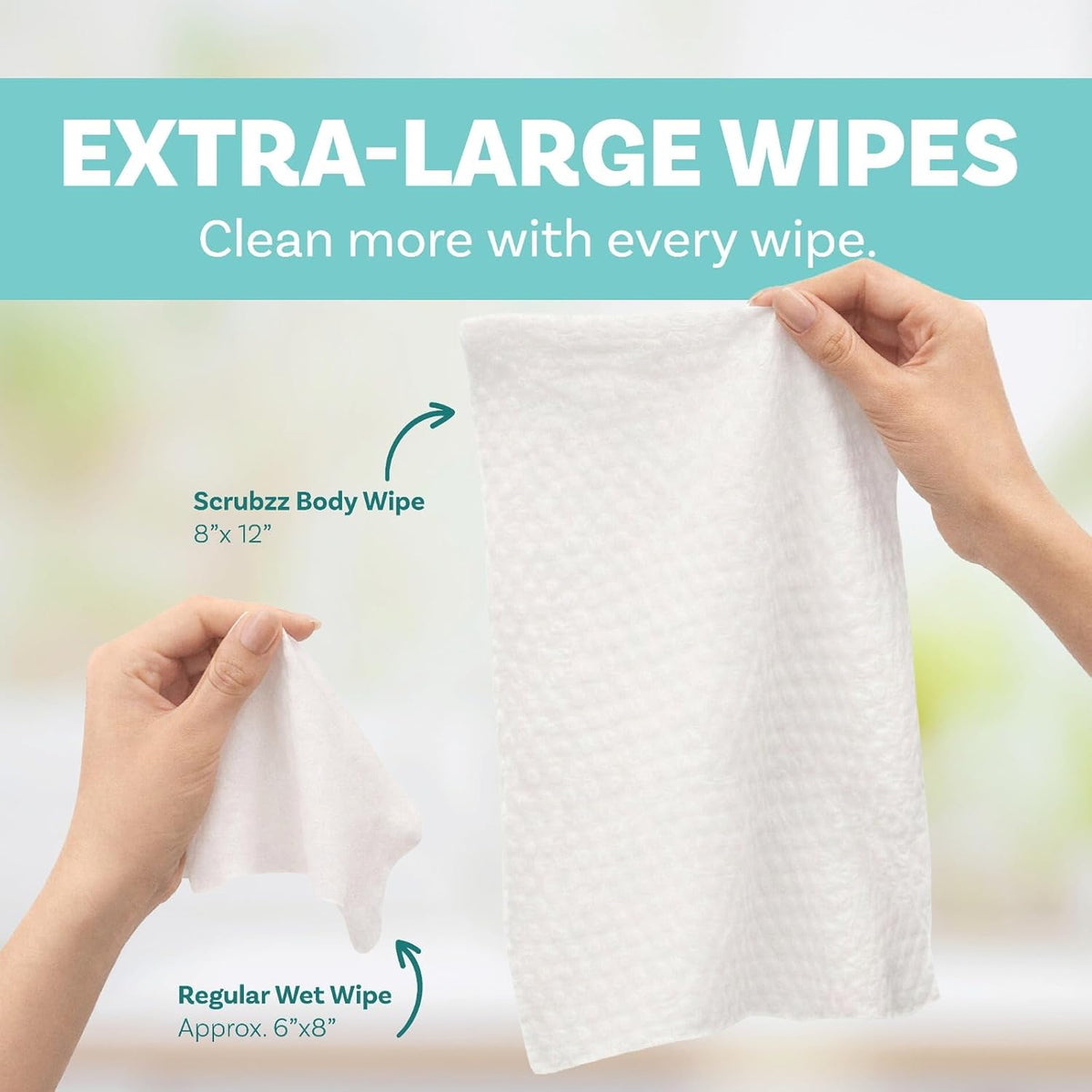 Adult Wipes for Elderly, Extra Large 8” x 12” – Thicker, Premium & Extra Moist No Rinse Whole Body Bathing &