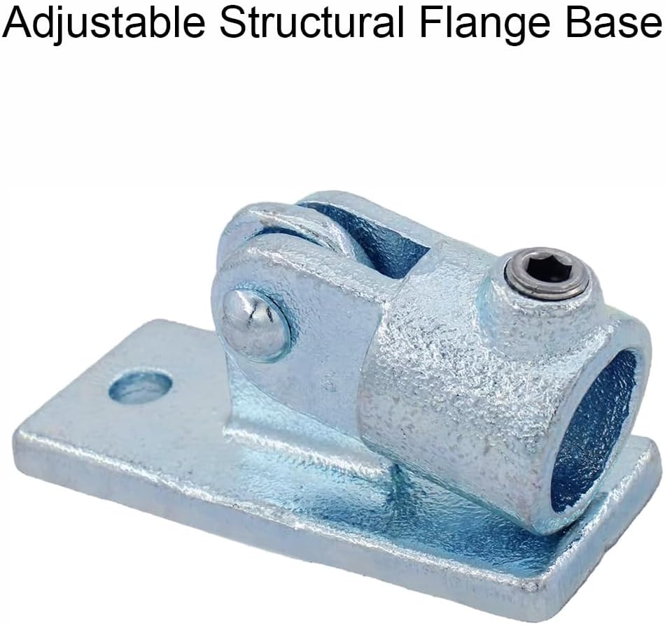 2 Pcs Swivel Handrail Socket Base Fits 1" Nominal Galvanized Pipe Adjustable Structural Flange Base Cast Iron Galvanized Pipe Fitting (G3/4")