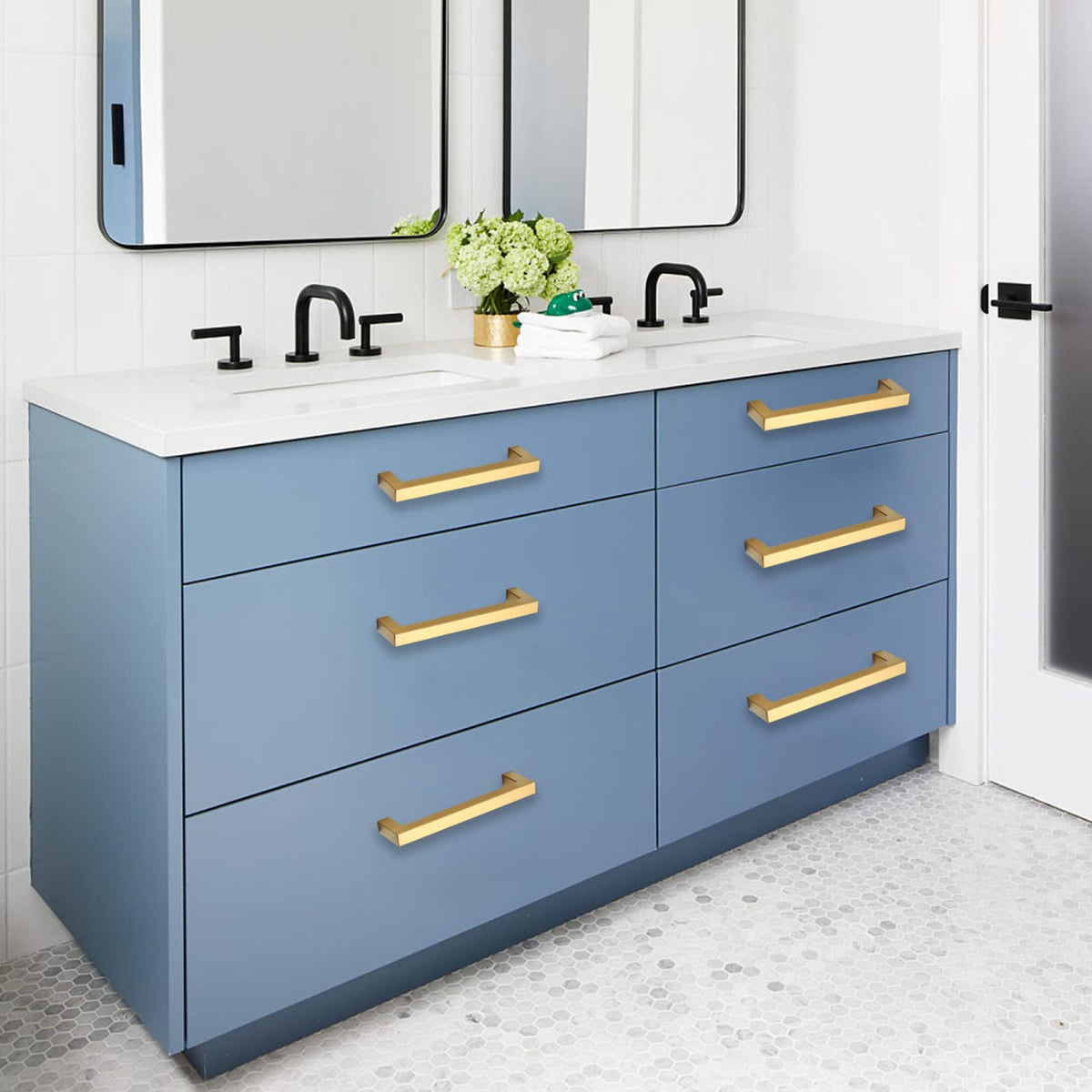 2 Pack 15 Inch Gold Cabinet Pulls, Square Drawer Handles