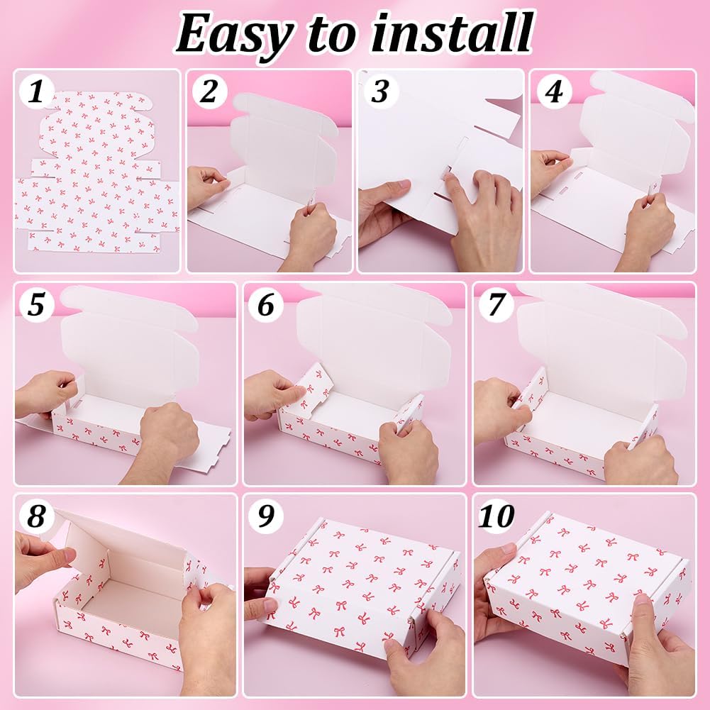30pcs Bowknot Printed Gift Box White Cardboard Small Shipping Boxes 5.9x3.9x1.6 inch Mailer Boxes for Mother’s Day