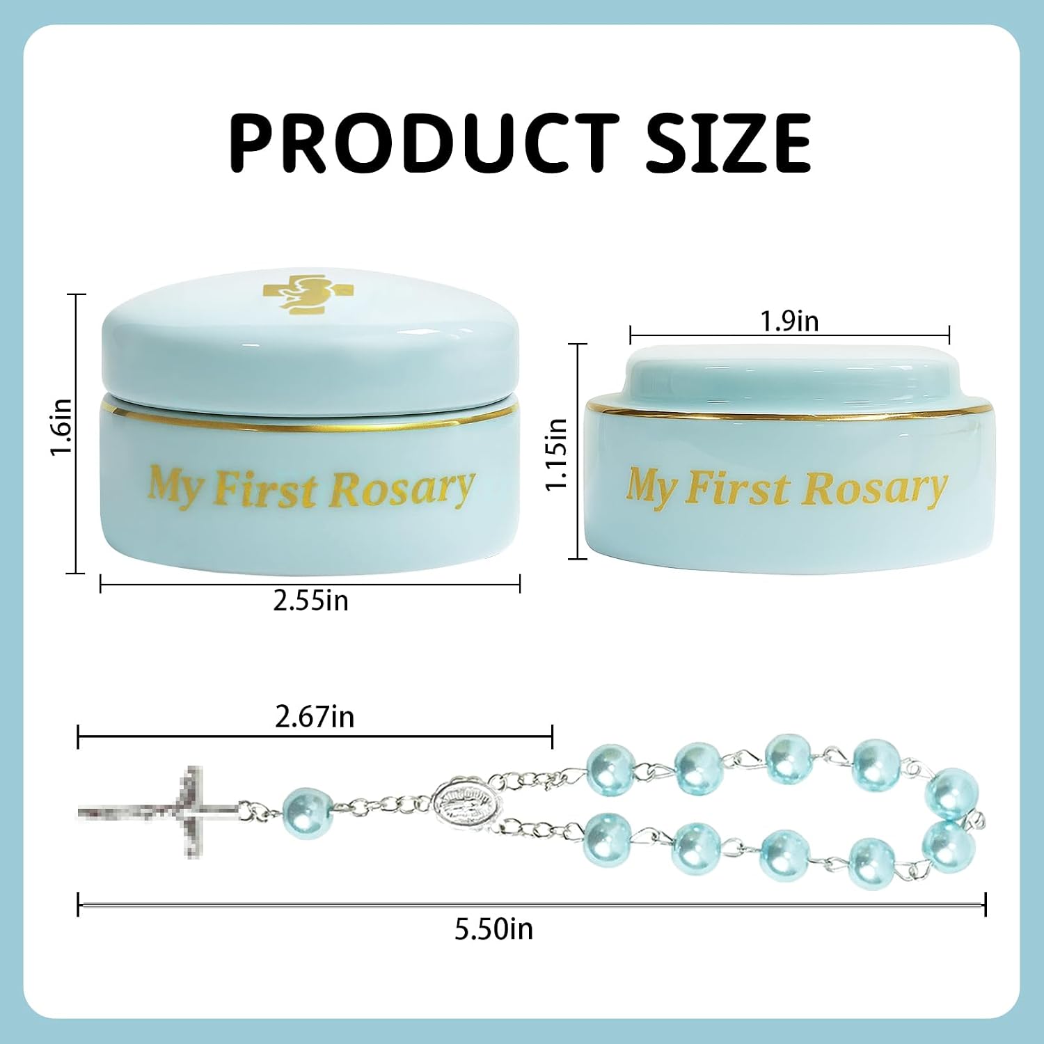 My First Rosary, Baptism Rosary for Boys and Ceramic Keepsake Box