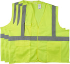 SAFEGEAR High Visibility Safety Vest, Lime, 3 Pack | ANSI Class 2, Hook & Loop Closure, Vertical Reflective Tape