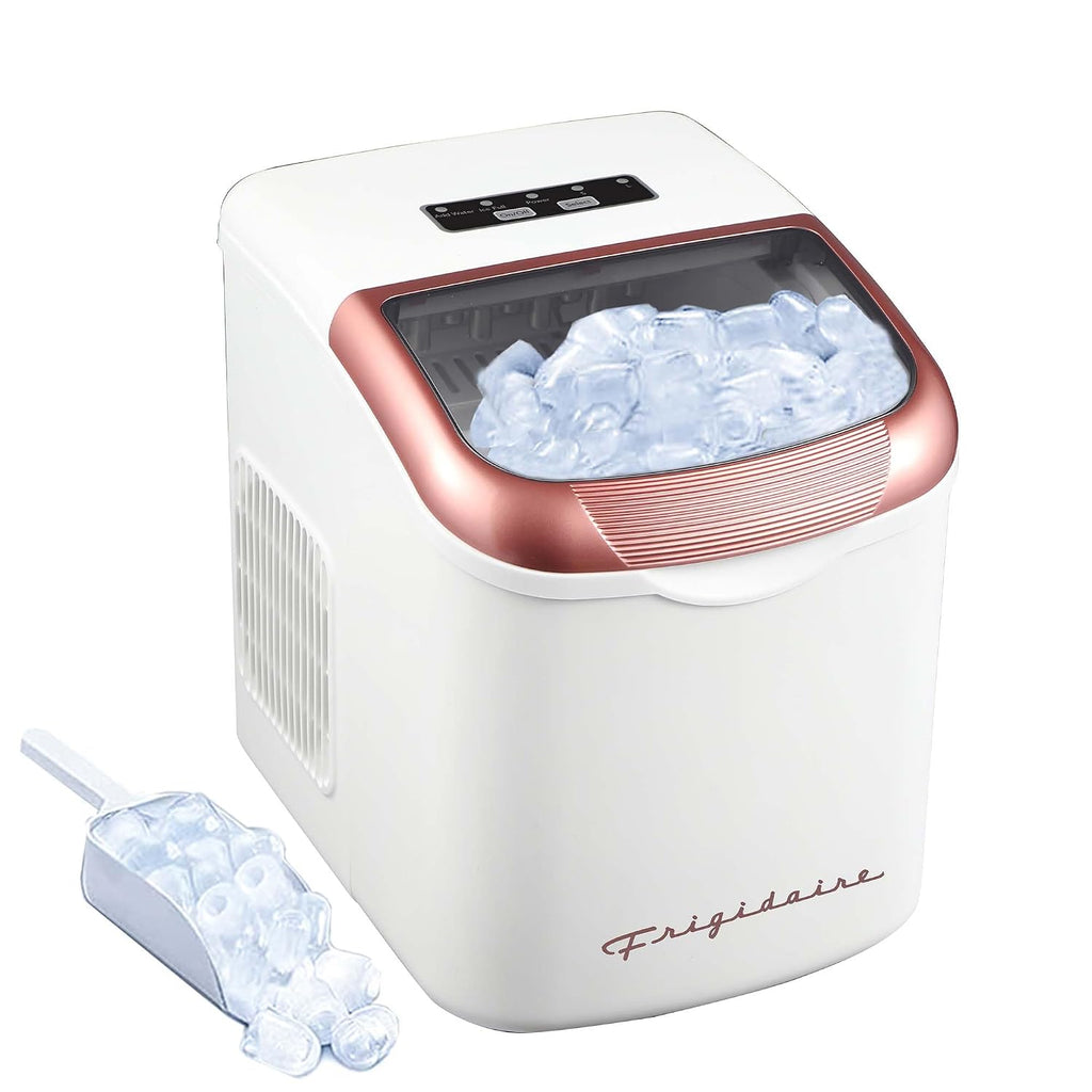 Retro Compact Ice Maker Machine, Bullet Ice, 26 lb per Day (White)