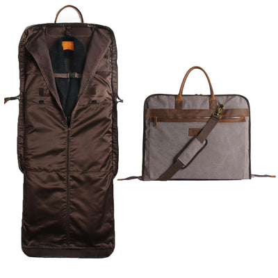 Garment Bags for Travel Leather canvas Suit Bag with Extended Design Computer Compartment