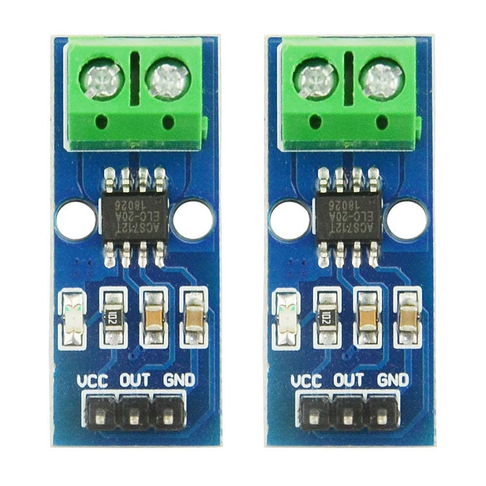 2Pcs ACS712 20A AC and DC Current Sensor Module ACS712-20A Module High Sensitivity High Efficiency (20A)