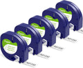 5X Replace for Dymo Label Maker Refills White Paper Letratag 12mm x4m 91330 | Compatible with DYMO Letratag Refills
