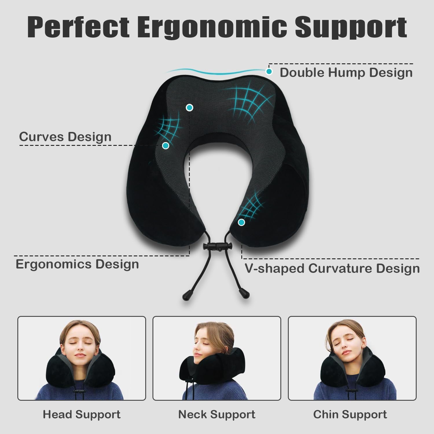 Travel Pillow, Memory Foam Neck Pillow for Traveling, U Shape Neck Pillow Airplane Portable Flight Pillow Travel Kit