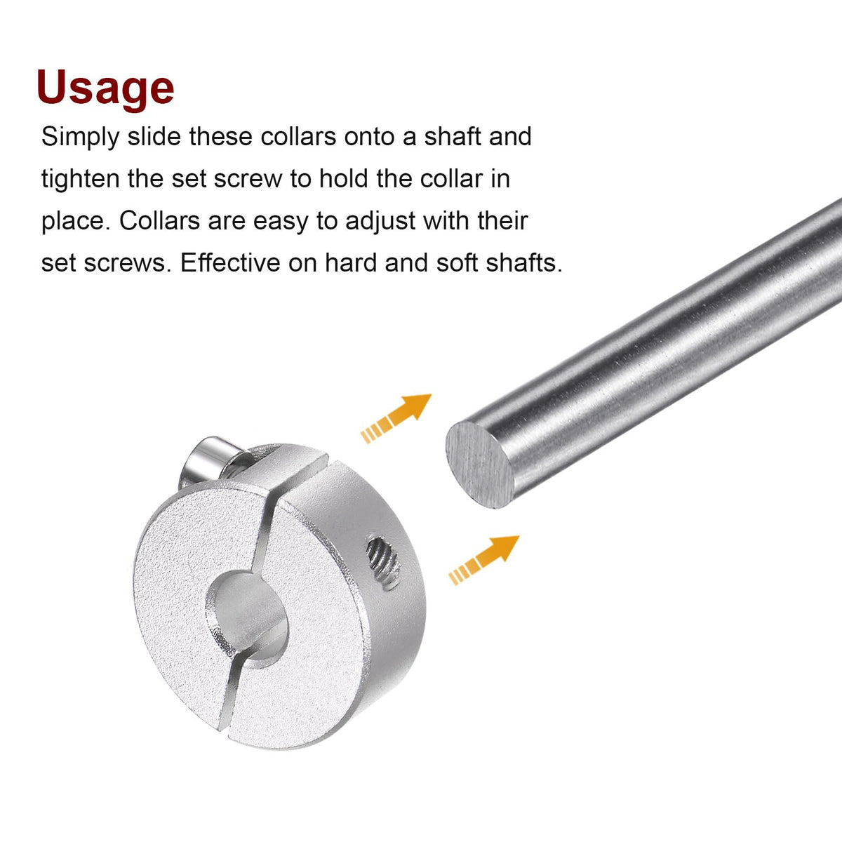 HARFINGTON 2pcs Double Split Shaft Collar for 8mm Shaft Set Screw Collars