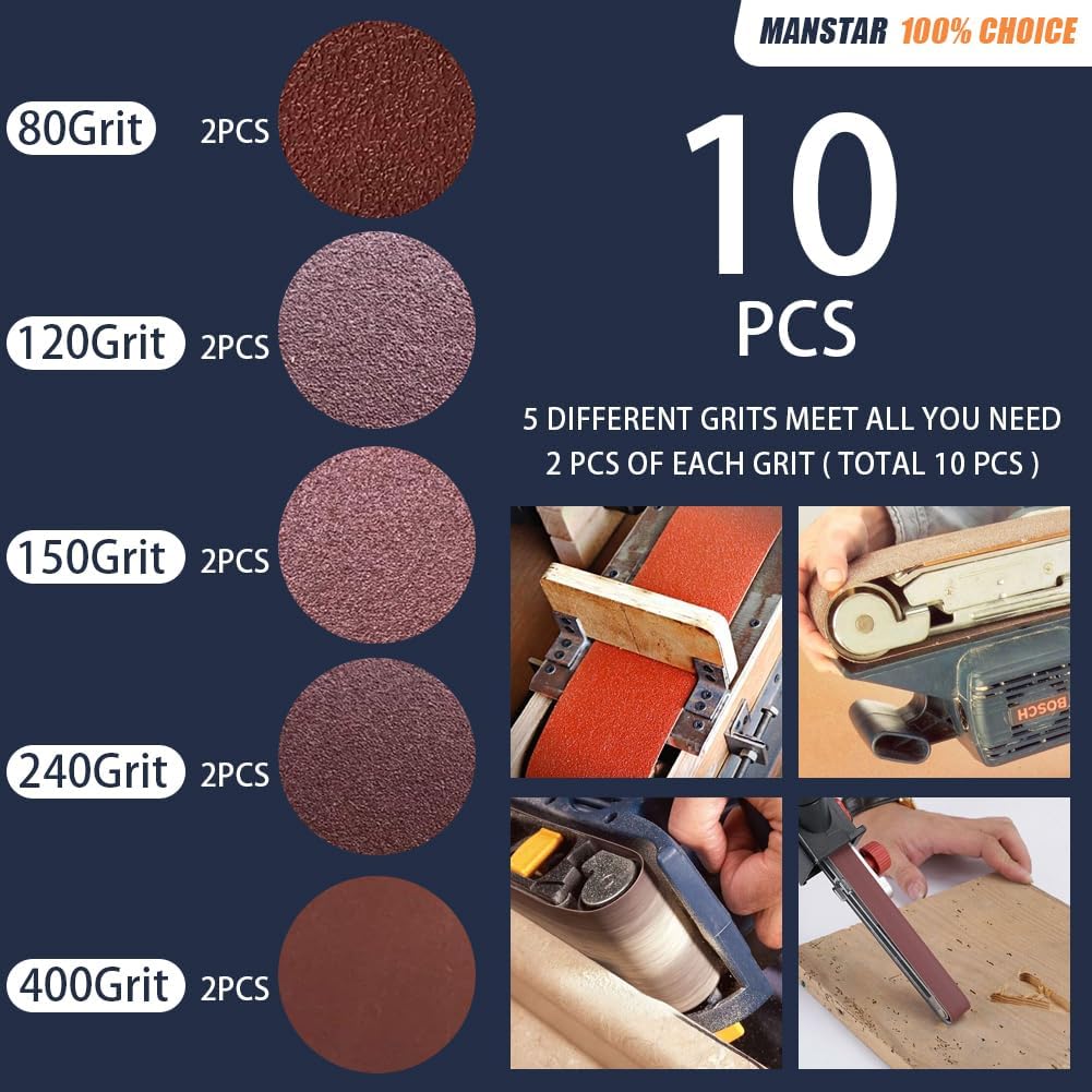 10 Pcs 6 x 48 Inch Assorted Aluminum Oxide Sanding Belt,80/120/150/240/400 Grit