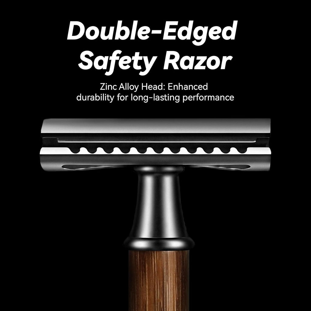 Double Edge Safety Razor: Eco-Friendly Single Blade Razors for Men & Women, 𝐁𝐚𝐦𝐛𝐨𝐨 𝐇𝐚𝐧𝐝𝐥𝐞 Metal Razor for Smooth