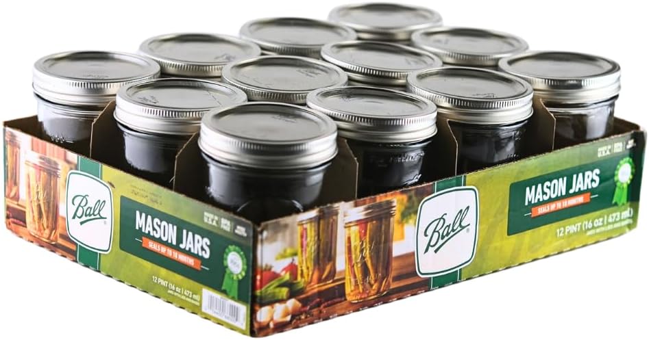 16oz Wide Mouth Jars with Lids & Bands 12 Pack Jars, Large Glass Mason Jar for Food Storage with airtight Lid, 0.125