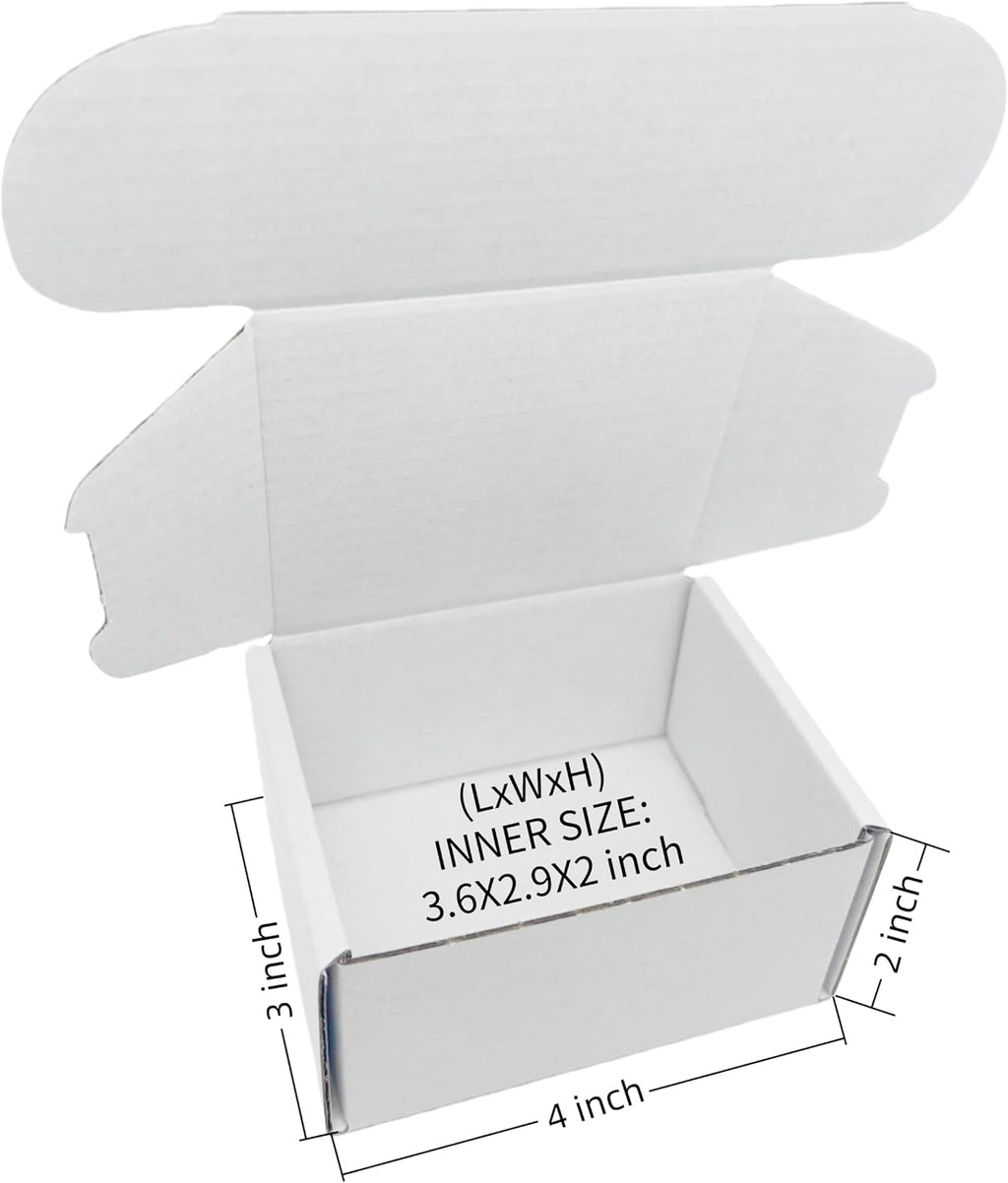 4x3x2 Inches 50 Pack White Corrugated Cardboard Shipping Boxes