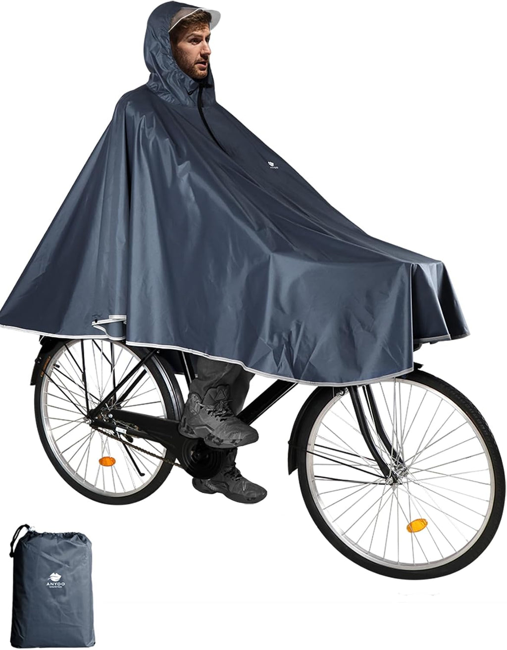 Waterproof Rain Poncho Bike Bicycle Rain Capes Lightweight for Adults | Breathable durable reusable material