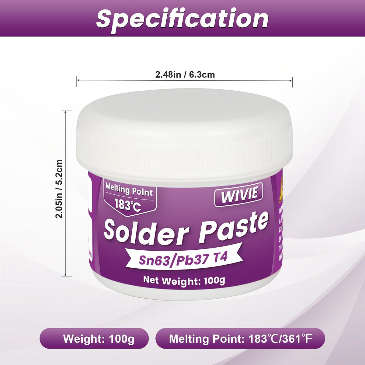 Sn63/Pb37 Solder Paste, T4 Particle, 183°C Melting Point for Electronics PCB, BGA, Electronics Welding (100G)